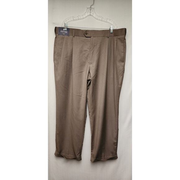 STAFFORD Mens Classic Fit Year Round Trouser Dress Pant Pleated Plaid 42x30 NWT - Picture 2 of 7